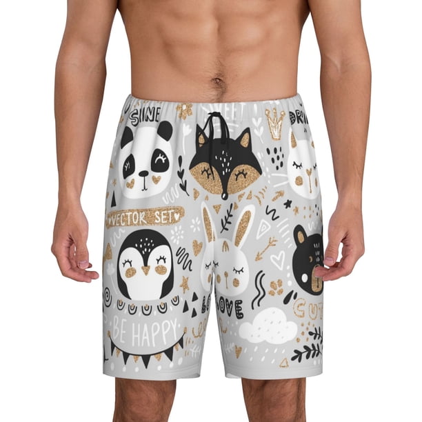 Fotbe Funny Animals Series Pantalones Cortos de Pijama para Hombre, Ropa de Dormir, Pantalones de Pijama Cortos para Hombre-X-Large