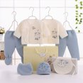 thumbnail image 2 of CAUYDY Infant Boys Outfits Preemie Girls Clothes Unisex Newborn Sleepers Long Sleeved Shirt Hat Pants Bib Bellyband 7Pcs Comfy Set Fall Winter Sizes 0-3 Months,Sky Blue, 2 of 5