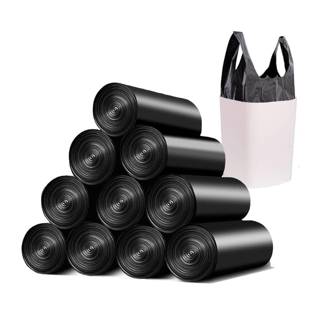 Bolsas de basura BAIYEUSO de 4 galones con asa, 200 unidades, negras