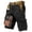 Black, variant on Men's Vintage Distressed Cargo Shorts with Ripped American Flag Print and Multi-Pockets Featuring Relaxed Fit Design for Summer Beach Fishing Hiking Camping Trips Daily Casual Wear Army Green L