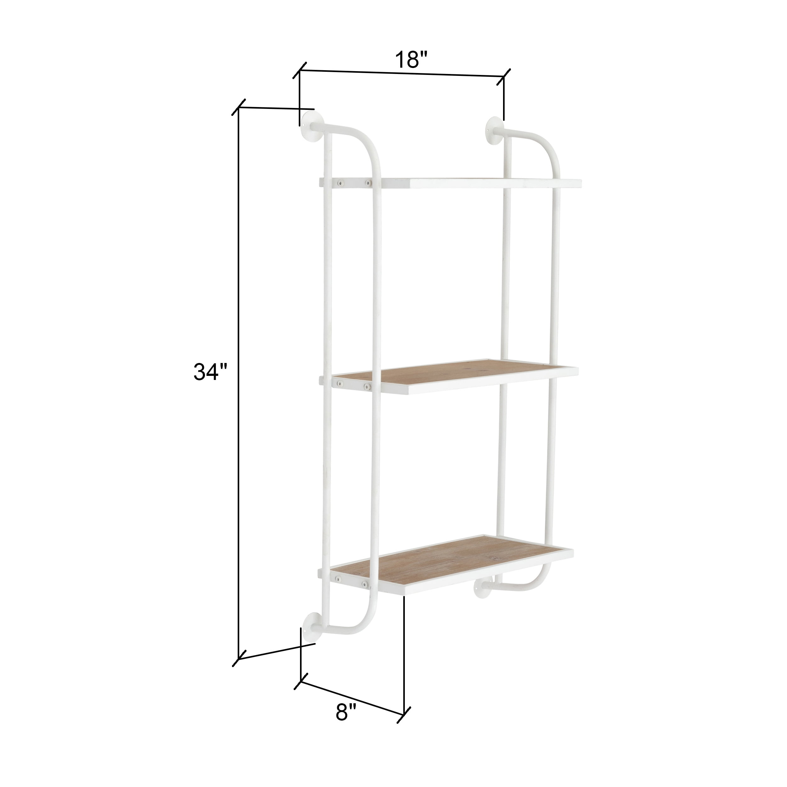 Aspire Home Accents 8 in x 18 in 3-Tier Distressed Floating Shelf