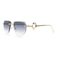 thumbnail image 6 of Cheetah Ring Jewel Arm Rimless Rectangular Bevel Lens Sunglasses Gold - Smoke, 6 of 8