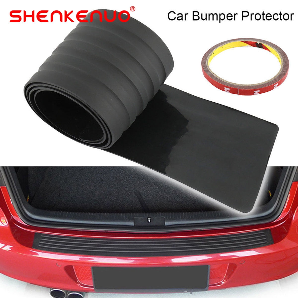 Rubber Car Rear Bumper Protector Trim Strip Trunk Sill Guard Scratch Pad Cover Walmart