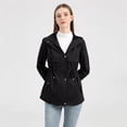thumbnail image 3 of Mchoice Women's Solid Color Rain Waterproof with Removable Hoodies Casual Lightweight Windbreaker Outdoor Walking Coat, 3 of 7