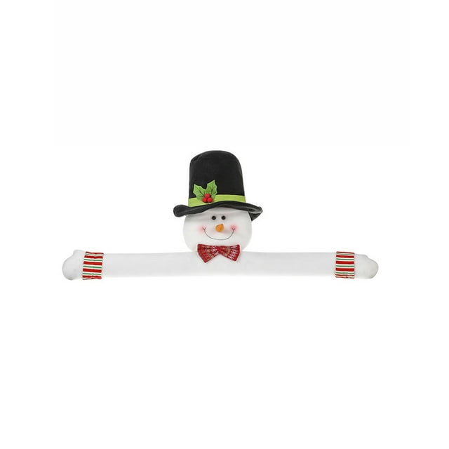 White Christmas Tree Topper Santa Snowman With Long Arms, Brushed Cloth Material For Securing To Tree