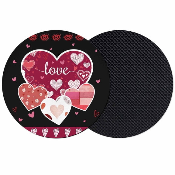 Black Valentines Day Coasters Set of 2, Absorbent Coasters for Drinks, Love Hearts Romantic Farmhouse Coaster for Desk Coffee Table Protection, Home Decor House Warming Gifts 4"
