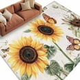 thumbnail image 3 of 8x10 Area Rugs, Sunflower Vintage Non-Skid Rubber Backing Large Rectangle Rugs - Living Room Bedroom Home Office, Pastoral Rustic Botanical Flowers Indoor Floor Mat Carpets Washable Rug, 3 of 9