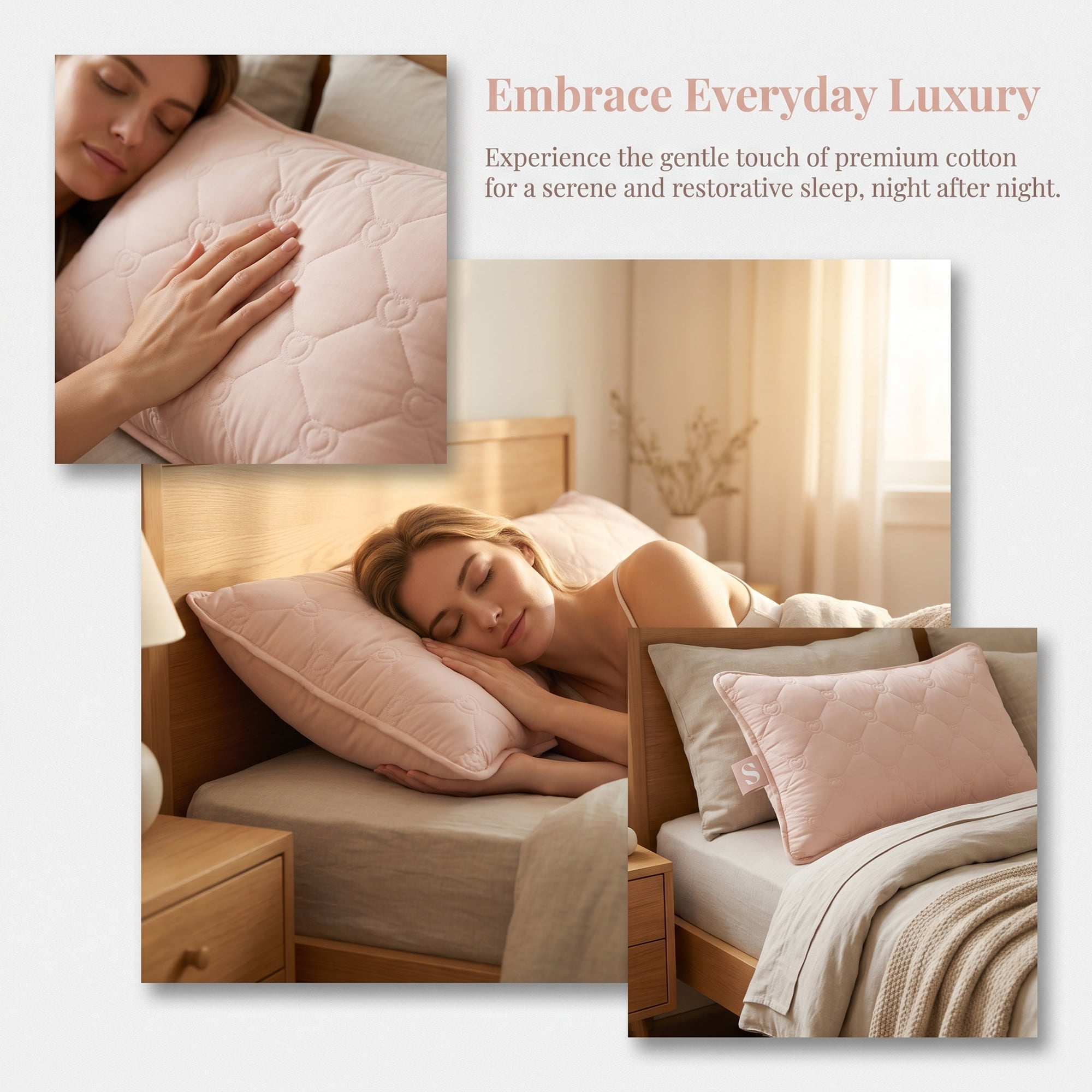 Unique Bargains 2-pcs Heart-shaped Polyester Comfortable Quilted Pillow Protector Khaki