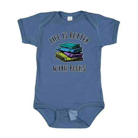 

Inktastic Life s Better with Books Gift Baby Boy or Baby Girl Bodysuit
