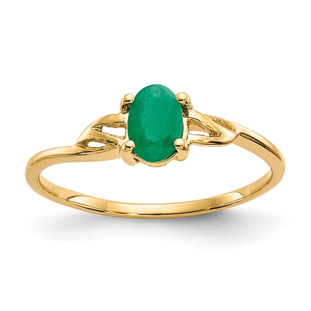 14k Yellow Gold Emerald Birthstone Ring May