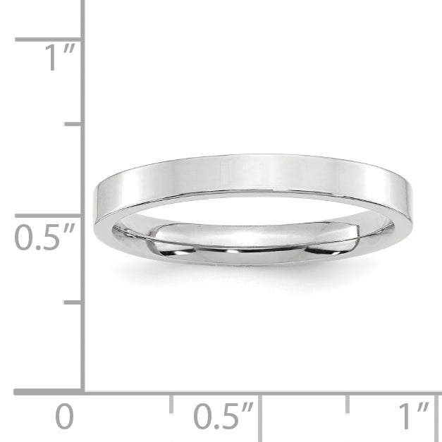 Solid 925 Sterling Silver 3mm Comfort Fit Flat Wedding Band