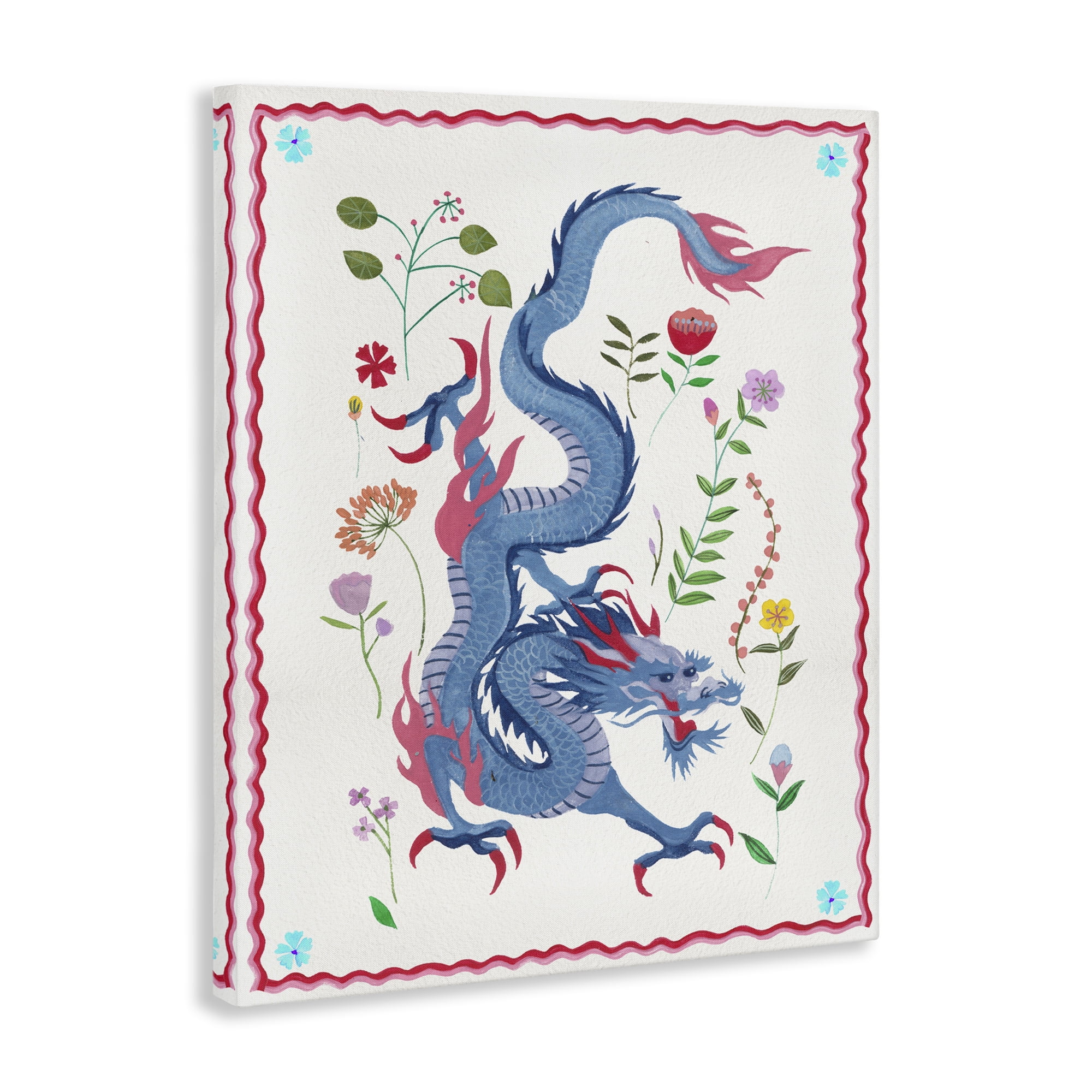 Stupell Industries Cultural Dragon & Plants Fantasy & Sci-Fi Painting Wrapped Canvas Art Print Wall Art, 24 x 30