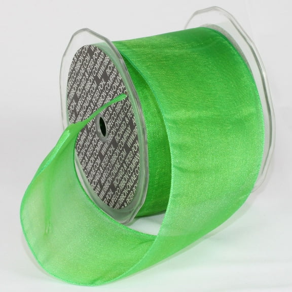 The Ribbon People Lemoncello Green Crystal Wired Craft Ribbon 2 3/8" x 27 Yards
