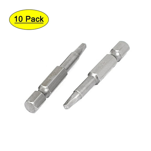Unique Bargains 50mm Length 1/4" Hex Shank S1 Magnetic Square Screwdriver Bits 10pcs