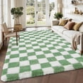 thumbnail image 2 of Haperlare 8'x10' Checkered Shag Rug Fluffy Area Rug Carpet, Non-Slip Non-Shedding Indoor Rug Fuzzy Shaggy Floor Mats for Living Room Bedroom Dining Room, Green, 2 of 9