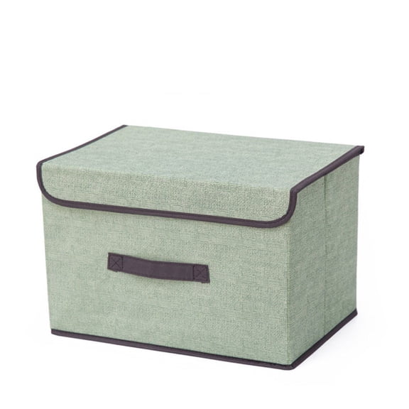 TRIANU Fabric Stroage Box with Lids, 1Pcs Foldable Stroage Box with Lids, Green, Medium