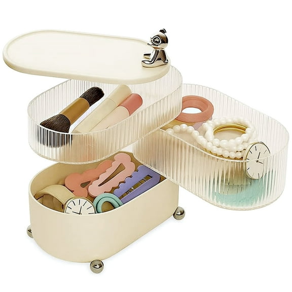 Desk Organizer Caddy 3-Tier 360 °   Rotating with Removable Compartments |   Versatile Hair Accessories Organizer, Jewelry Storage & Makeup Storage for a Clutter-Free Desk or Vanity