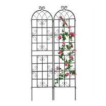 CQSXDA 2 Pack Large Garden Trellis 86.7"H x 19.7" W Heavy Duty Rustproof Black Iron Plant Trellis for Potted Plant Support Metal Climbing Rose Trellis Vine Vegetable Cucumber
