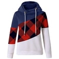 thumbnail image 4 of Pompotops Women Lattice Printed Pullover Hoodies Long Sleeve Drawstring Hooded Tops Sweatshirt, 4 of 5