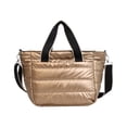 thumbnail image 1 of Bolso bandolera acolchado de algodón, elegante bolso de mano para mujer, ideal para viajes, fiestas y trabajo. Champán, 1 of 7