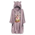 thumbnail image 1 of Top de manga larga con cuello redondo y capucha para mujer con estampado navideño y bolsillo suelto para mujer Pompotops FGAJ11164, 1 of 6