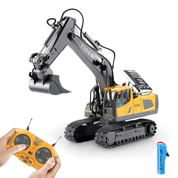 Remote Control Excavator, 11 Channel RC Construction Vehicle Toys, Rechargeable RC Engineering Car Gifts for Kids