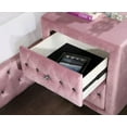 thumbnail image 5 of Twin Size Bed Dresser Mirror 2x Nightstands Chest 6pc Set Bedroom Furniture Pink Fully Upholstered Tufted Wingback Design, 5 of 8