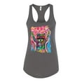 thumbnail image 2 of Dean Russo Cosmic Trash Panda Animal Lover Ladies Racerback Tank Top, Dark Grey, Small, 2 of 6