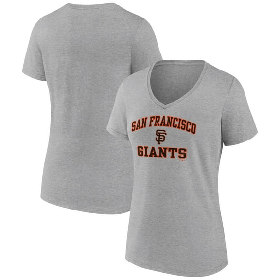Women's Gray San Francisco Giants Heart and Soul V-Neck T-Shirt