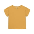 thumbnail image 4 of CCRFTGI Cute Linen Shirts for Girls 10-12 Short Sleeve Crew Neck Summer Casual Tunic Blouses Beach Loose Comfy Girls Fashion Flowy T-Shirt Yellow 5-6 Years, 4 of 4