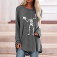 thumbnail image 2 of Camiseta de manga larga suelta con cuello redondo y estampado informal para mujer de Halloween, blusa, camisas Pompotops  FGAJ4982, 2 of 4