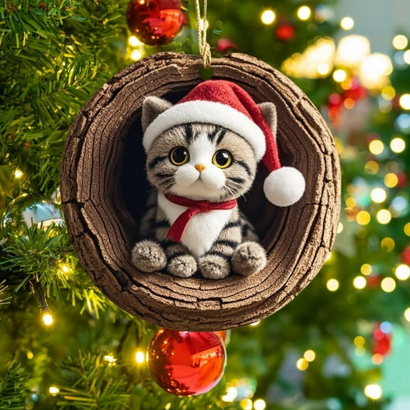 Dog Cat Owl Squirrel Christmas Tree Decorations,2D Little Animals Pattern Acrylic Decoration Forest Animal Hanging Ornament for Christmas Tree Holiday Party Gifts Decoration