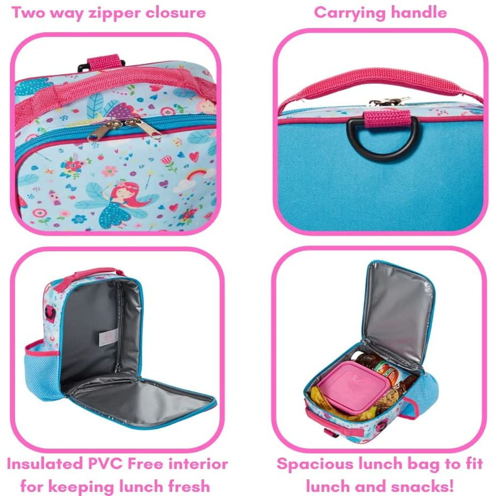  Fairy Lunch Box with Thermos, Matching Bag and Ice Pack Set for  Girls, Kids Bento Box wtih 5 Compartments, Lunch Bag, Food Jar Set, Pink  Fairy Princess : Home & Kitchen
