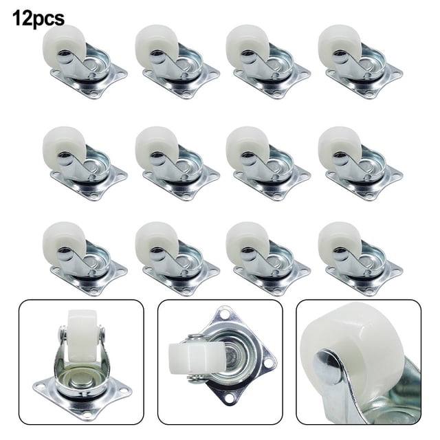 4ps Roulettes Robustes pour Meubles avec Roulement à Billes en Caoutchouc Roulette Pivotante à 360 Degrés 12 Pcs