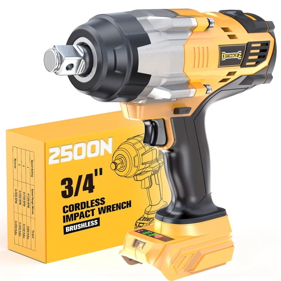 3/4" Cordless Impact Wrench Compatible with Dewalt 20V Battery: 1850FT-LBS(2500N.m) High Torque Impact Driver, Auto-Stop Reverse, 4-Speed Heavy Duty Impact for Car/Truck/Mower(Bare Tool)