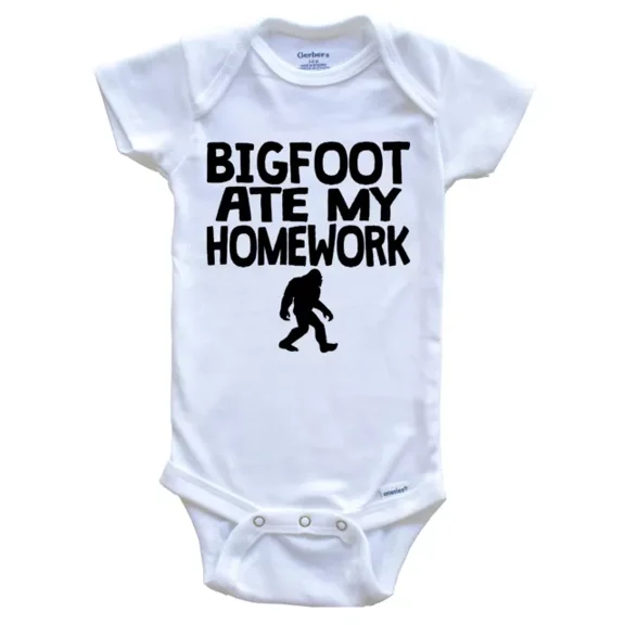 Baby Bodysuit BELLA CANVAS Bigfoot Ate My Homework Funny Sasquatch One Piece Baby Bodysuit