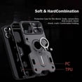 thumbnail image 4 of Funda para iPhone 12/12 Pro con tapa para cámara y soporte, protección deslizante para lente + soporte giratorio de 360 grados, resistente a impactos y golpes, parachoques protector, 6, 4 of 5