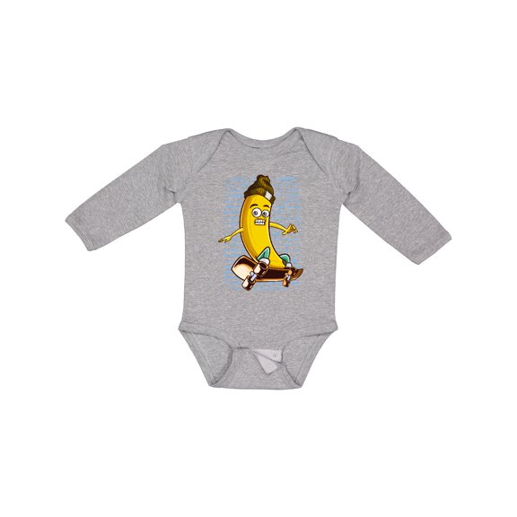 Inktastic Skateboarding Banana Funny Skater Boys or Girls Long Sleeve Baby Bodysuit