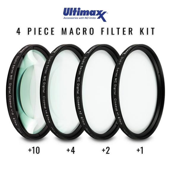 Ultimaxx 4PC Macro Close-Up Filter Kit ( 1 2 4 10 Diopter) - 58mm