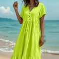 thumbnail image 4 of Blmnix Fit & Flare Women's Dresses Vacation Dress Beach Dress Petticoat V-Neck Cocktail-Length Short Sleeve Women's Summer Dresses,XL, 4 of 8