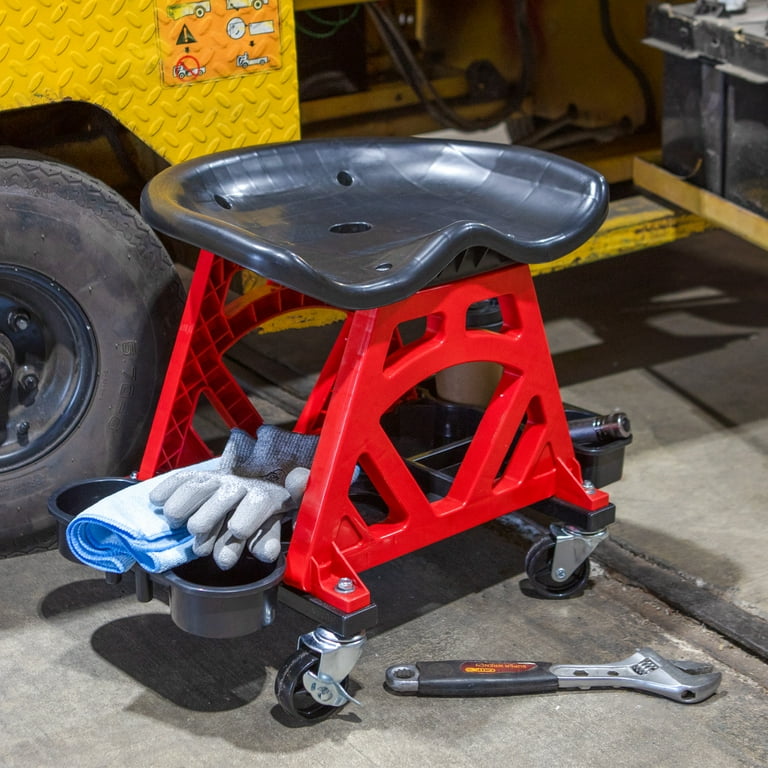 Stalwart Creepers Automotive Stool Chair with Wheels and Tool