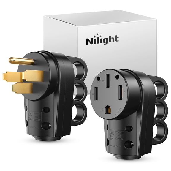 Nilight 50 Amp RV Male and Female Plug Set 14-50P 14-50R Receptable 125V/250V Volt Heavy Duty Electrical Camper ETL Listed for Caravan Motorhome Van Trailer
