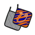 thumbnail image 2 of Letter U Initial  Tiger Stripe Blue and Orange Pair of Pot Holders, 2 of 2
