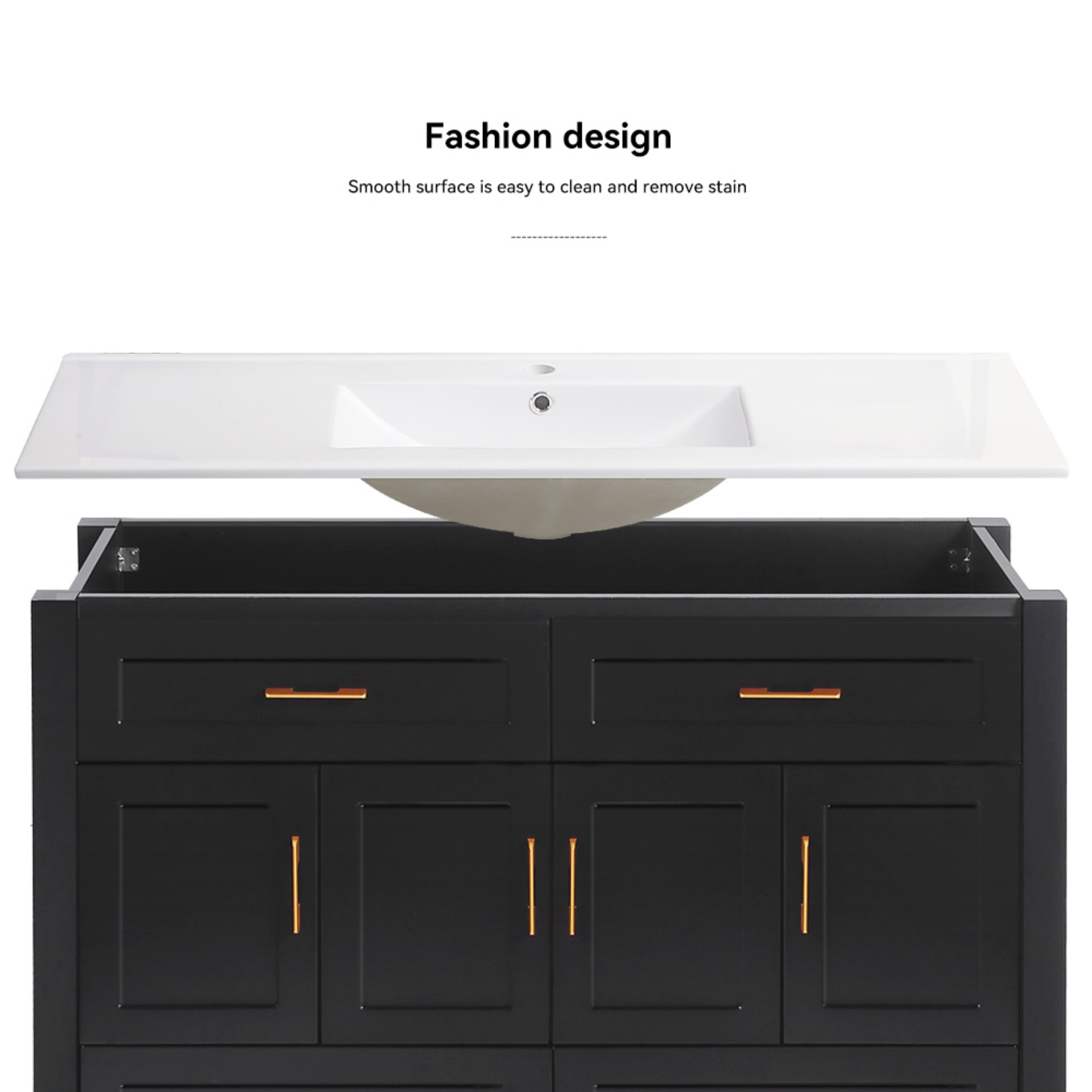 48"Bathroom Vanity, Freestanding Bathroom Vanities with Sink,Bathroom Storage Cabinet with 4 Soft close doors and 4 drawers, Black
