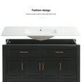 thumbnail image 3 of 48"Bathroom Vanity, Freestanding Bathroom Vanities with Sink,Bathroom Storage Cabinet with 4 Soft close doors and 4 drawers, Black, 3 of 11