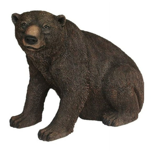 Brown Grizzly Bear Sitting Life Size Statue