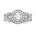 thumbnail image 4 of Solid 14K White Gold Round Diamond Side-Stones with CZ Cubic Zirconia Center Stone Halo Engagement Ring Size 7.5, 4 of 8
