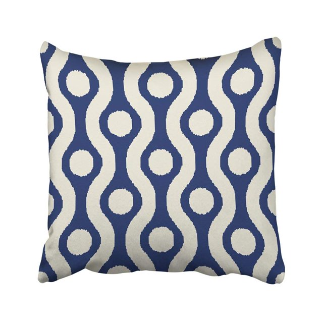 Funda de almohada ABPHQTO Porcelana Abstracta Azul Indigo y Blanco Ogee Ikat patrón de Lunares 40x40 cm