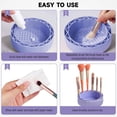 thumbnail image 4 of Brush Holder & Bowl Cleaning Tool, Purple, 1 Piece - Makeup Brush Cleaner Mat with Drying Rack Silicone Makeup Brush Cleaning Mat Scrubber Bowl Make up Brush Cleaner Pad for Cosmet Makeup Organizers, 4 of 7