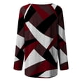 thumbnail image 5 of IROINNID Savings Womens Long Sleeve Tops Lounge Socket Geometry Printed Round-Neck Tops,Wine, 5 of 5